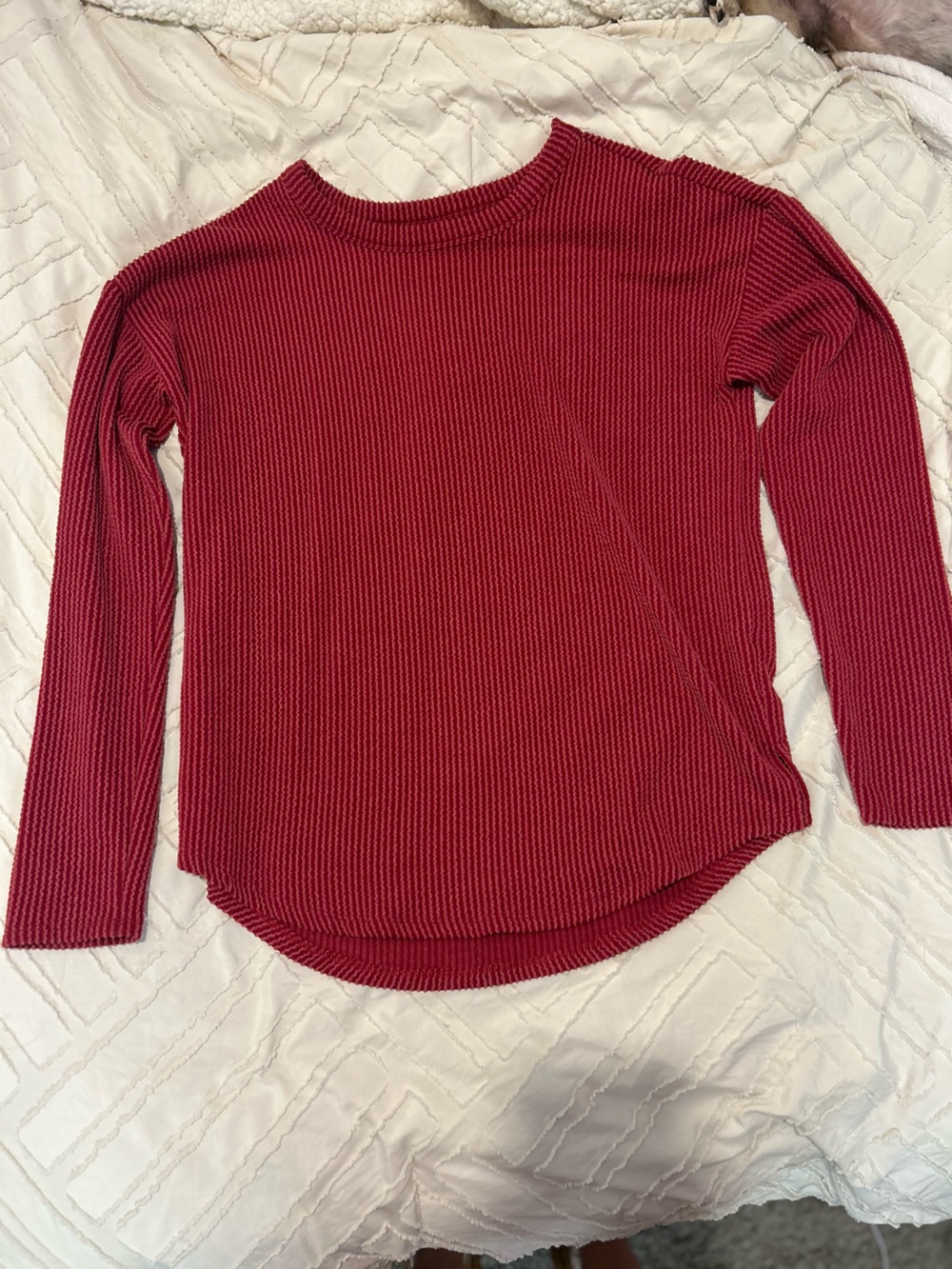 Ribbed Long-Sleeve Sweater - Wine Red by Maurice’s